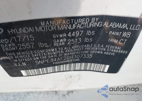 2016 Hyundai Sonata Sport z USA, uszkodzony, nr VIN 5NPE34AF2GH307335